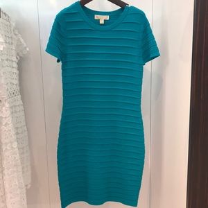 Michael Kors Teal Ruffle Body Con Mini Dress M